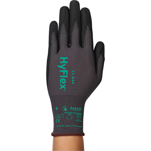 Gants Hyflex 11-844, Taille 5/2T-petit, Calibre 15, Rev&ecirc;tement Mousse de nitrile, Enveloppe en Nylon/Spandex, ASTM ANSI niveau A1/EN 388 niveau 1/EN 388 niveau A O-Max