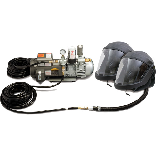 2-Worker DEFENDER Supplied Air Shield & Helmet System O-Max