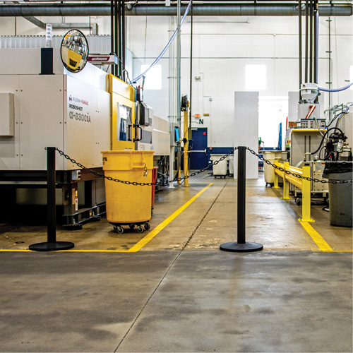 Industrial Stanchion Kit with Plastic Chain, 37" High, Yellow O-Max