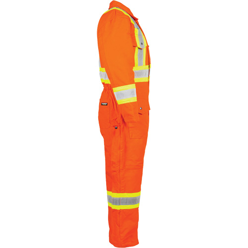 Salopette en canevas doubl&eacute;e haute visibilit&eacute;, Petit, Orange haute visibilit&eacute; O-Max