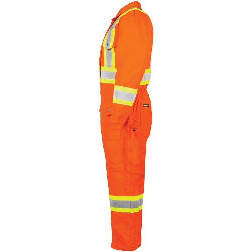 Salopette en canevas doubl&eacute;e haute visibilit&eacute;, Petit, Orange haute visibilit&eacute; O-Max