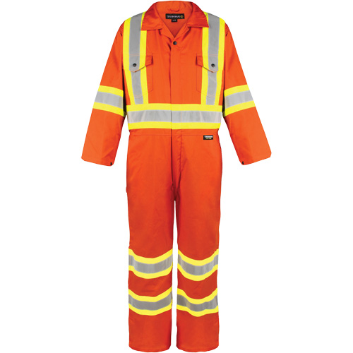 High-Visibility Unlined Coveralls, Small, High Visibility Orange O-Max