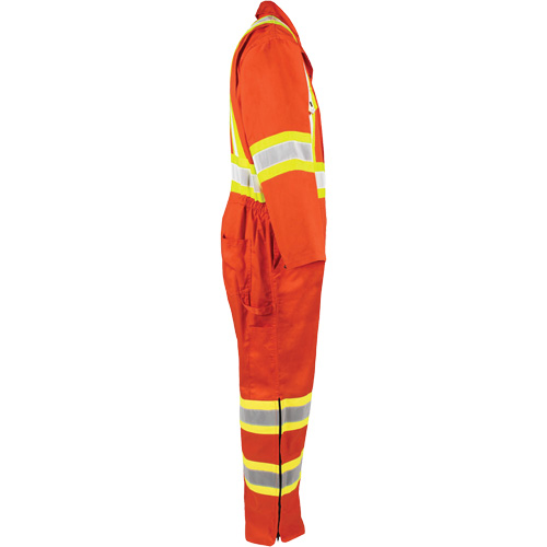 High-Visibility Unlined Coveralls, Small, High Visibility Orange O-Max