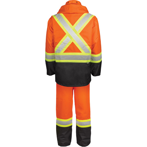 Ensemble de pluie haute visibilit&eacute; en tissu 150 deniers, Polyester, Petit, Orange haute visibilit&eacute; O-Max