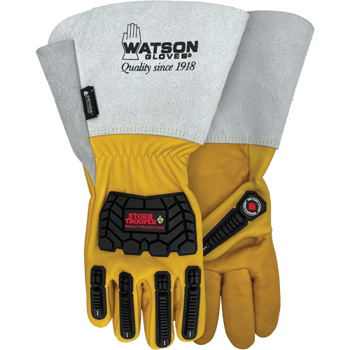 Storm Trooper Water-Resistant Gloves, Small, Cowhide Palm, Gauntlet Cuff O-Max