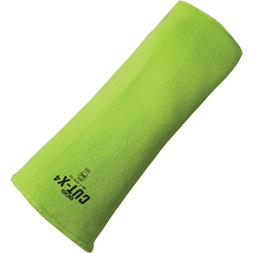 Manchette r&eacute;sistante &agrave; la coupe Cut-X, Fibre de verre/Poly&eacute;thyl&egrave;ne, 14", ASTM ANSI niveau A4, Lime haute visibilit&eacute; O-Max