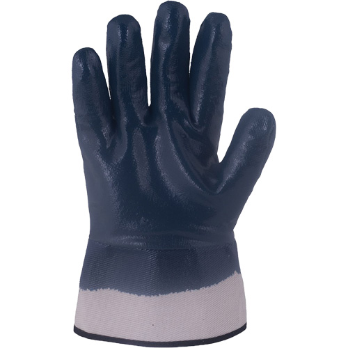 Gants bleu marine avec manchettes renforc&eacute;es &agrave; entoilage coll&eacute; Horizon, 2T-Grand, R&ecirc;vetement Nitrile, Enveloppe en Jersey/Coton O-Max