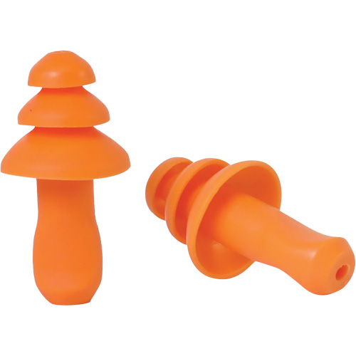 SEALTEC TipGrip Orange TPR Triple-Flange Reusable Earplugs, Uncorded, Bulk - Box, 26 dB dB NRR, One-Size O-Max