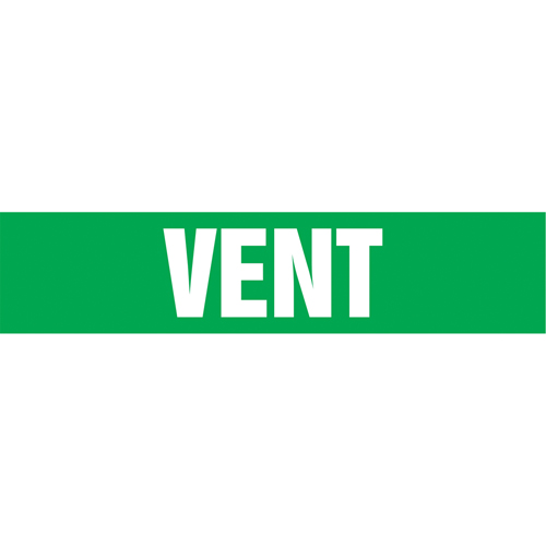 Marqueurs de tuyau "Vent", Autocollant, 2-1/2" h x 12" la, Blanc/vert O-Max