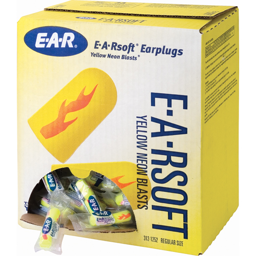 E-A-Rsoft Yellow Neon Blasts Earplugs, Bulk - Polybag O-Max