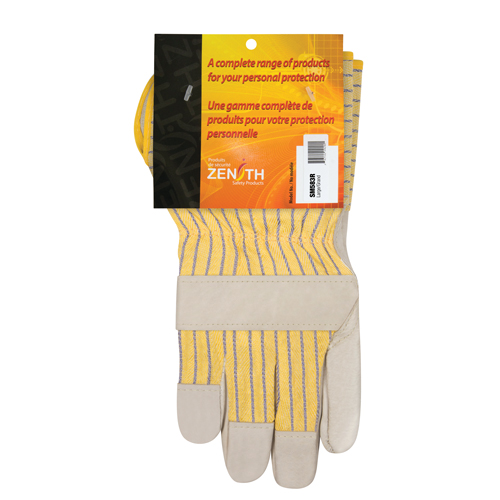 Gants d'ajusteur &agrave; paume s&egrave;che d'usage standard, Grand, Paume en Cuir fleur de vache, Doublure en Coton O-Max