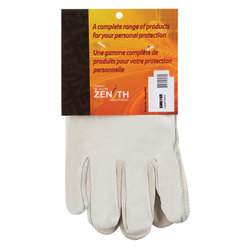 Winter-Lined Driver's Gloves, Large, Grain Cowhide Palm, Fleece Inner Lining O-Max