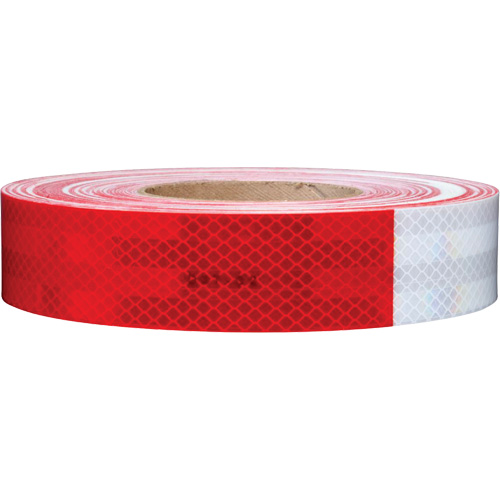 Mat&eacute;riaux de perceptibilit&eacute; 3M Scotchlite Diamond Grade s&eacute;rie 985, 2" la x 12" lo, Rouge & blanc O-Max