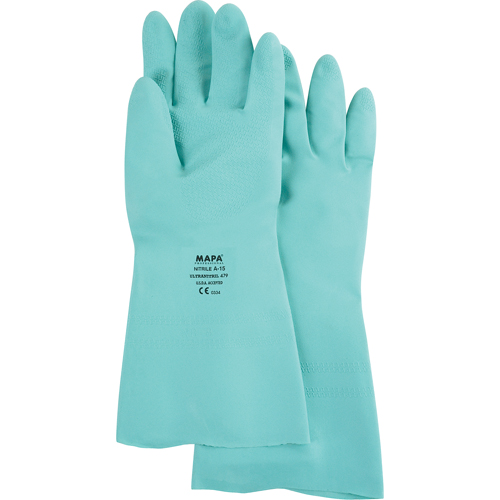 StanSolv&reg; Z-Pattern Grip Gloves, Size Large/9, 13" L, Nitrile, 15-mil O-Max