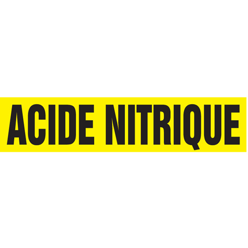 Marqueurs de tuyau "Acide Nitrique", Autocollant, 2-1/2" h x 12" la, Noir sur jaune O-Max
