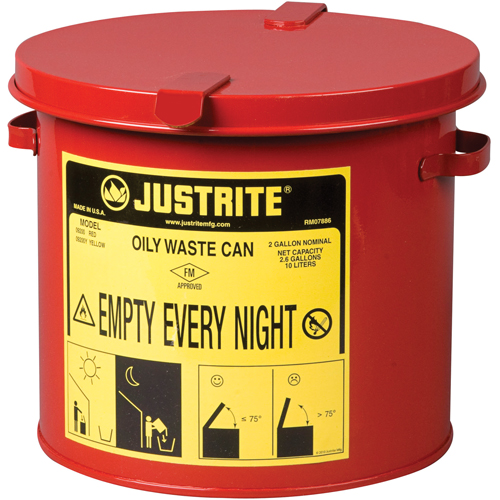 Contenants pour d&eacute;chets huileux, Homologu&eacute; FM/List&eacute; UL, 2 gal. US, Rouge O-Max
