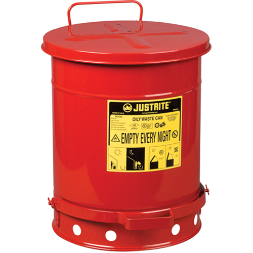 Contenants pour d&eacute;chets huileux, Homologu&eacute; FM/List&eacute; UL, 10 gal. US, Rouge O-Max