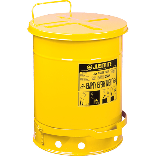 Contenants pour d&eacute;chets huileux, Homologu&eacute; FM/List&eacute; UL, 10 gal. US, Jaune O-Max