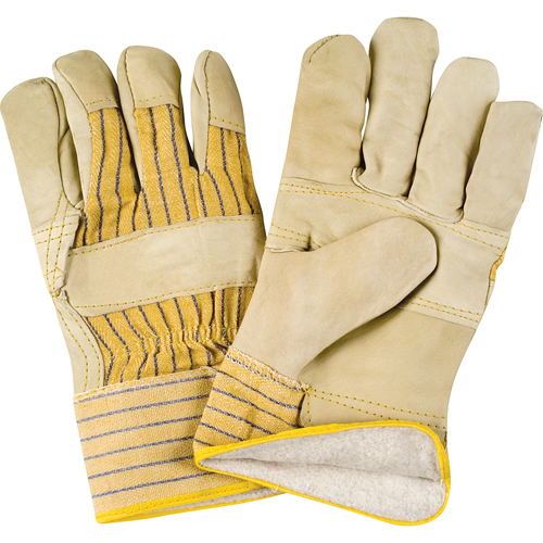 Winter-Lined Patch-Palm Fitters Gloves, Large, Grain Cowhide Palm, Cotton Fleece Inner Lining O-Max