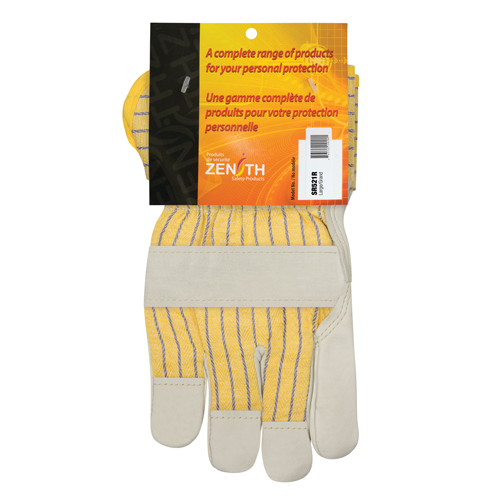 Winter-Lined Patch-Palm Fitters Gloves, Large, Grain Cowhide Palm, Cotton Fleece Inner Lining O-Max