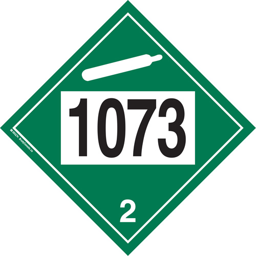 Plaque-&eacute;tiquette TMD 1073 pour gaz ininflammable oxyg&egrave;ne liqu&eacute;fi&eacute;, Plastique O-Max