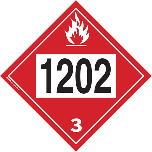 Plaque-&eacute;tiquette TMD 1202 pour liquide inflammable huile combustible, Plastique O-Max