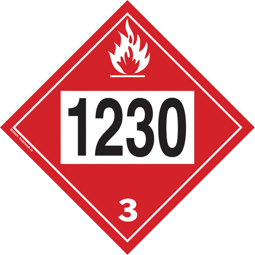 Plaque-&eacute;tiquette TMD 1230 pour m&eacute;thanol, Plastique O-Max