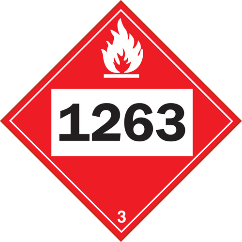 1263 Paint Flammable Liquid TDG Placard, Plastic O-Max