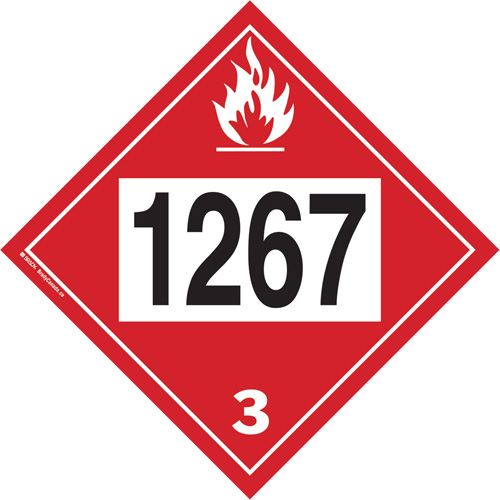1267 Petroleum Crude Oil Flammable Liquid TDG Placard, Adhesive Vinyl O-Max