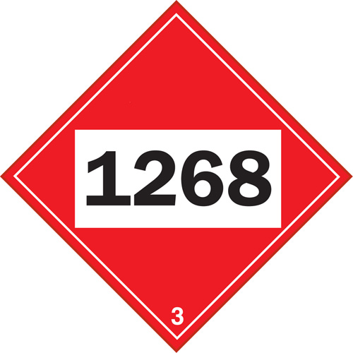 Plaque-&eacute;tiquette TMD 1268 pour distillats de p&eacute;trole, Plastique O-Max