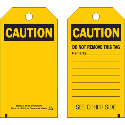 Self-Laminating Safety Tags, Polyester, 4" W x 7" H, English O-Max