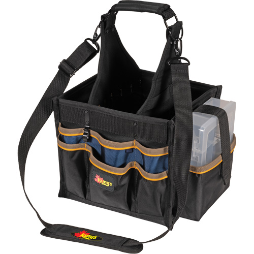 Large Electrical & Maintenance Tool Carrier, Polyester, 23 Pockets, Black O-Max