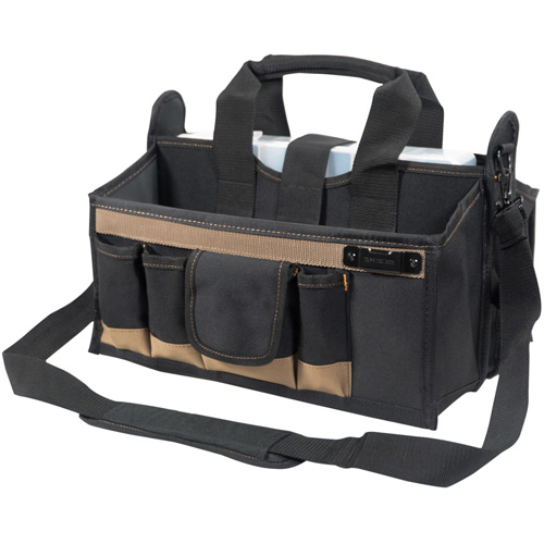 Center Tray Tool Bag, Canvas, 16 Pockets, Black O-Max