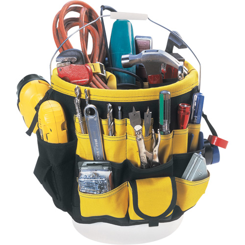 Organisateur pour seau &agrave; outils, 6" lo x 11" la x 12" h, Nylon, Noir/Jaune O-Max