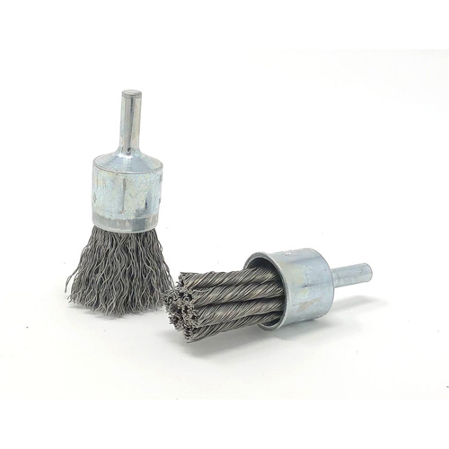 Crimped Wire End Brush, 3/4" Dia., 0.014" Wire Dia., 1/4" Shank O-Max