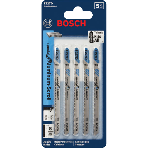 Jigsaw Blades, High Speed Steel, T-Shank, 4" L, 8 TPI O-Max