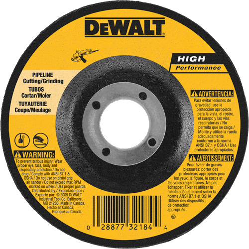 Meule haute performance pour pipeline, 5" x 1/8", Arbre 7/8", Oxyde d'aluminium, Type 27 O-Max