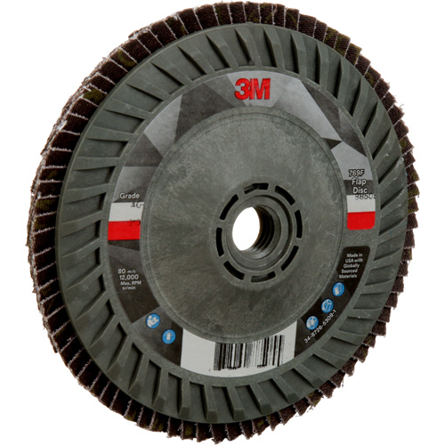 Disque &agrave; lamelles &agrave; changement rapide 769F, 5" x 5/8"-11, Type 27, Grain 40+, C&eacute;ramique O-Max