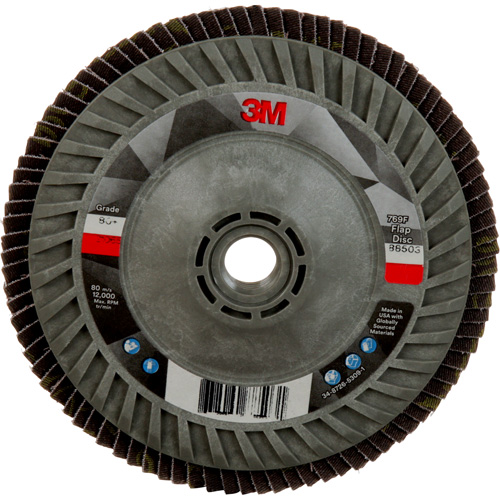 Disque &agrave; lamelles &agrave; changement rapide 769F, 5" x 5/8"-11, Type 27, Grain 80+, C&eacute;ramique O-Max