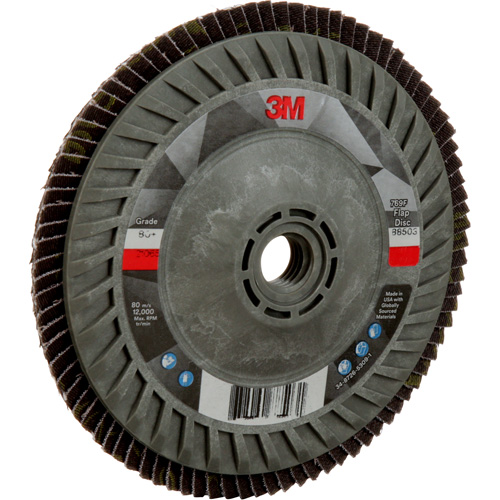 Disque &agrave; lamelles &agrave; changement rapide 769F, 5" x 5/8"-11, Type 27, Grain 80+, C&eacute;ramique O-Max
