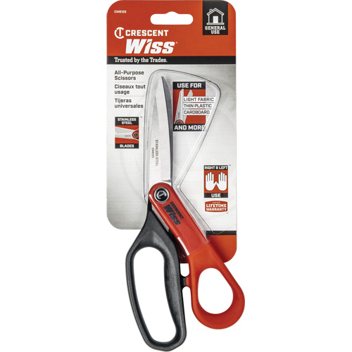 Cisaille tout usage en acier inoxydable pour ouvrier professionnel, 8-1/2", Poign&eacute;e Anneaux O-Max