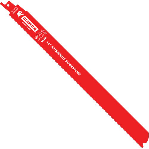 Reciprocating Blade for Auto Dismantling, Bi-Metal, 10-14 TPI, 12" L x 1" W O-Max