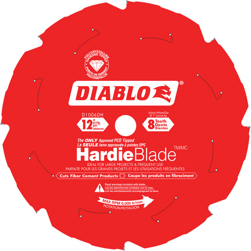 HardieBlade Cutting Saw Blade, 12", 8 Teeth, Fibre Cement Use O-Max