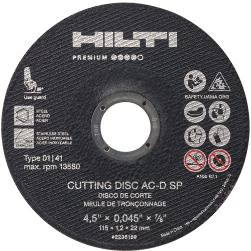 AC-D SP Cut-Off Wheel, 4-1/2" x 0.045", 7/8" Arbor, Type 1, 13580 RPM O-Max
