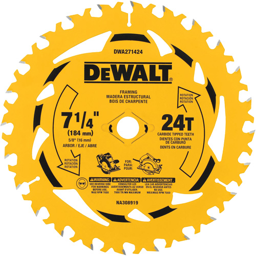 Circular Saw Blade, 7-1/4", 24 Teeth, Wood Use O-Max