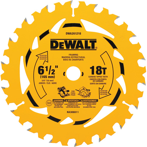 Lame de scie circulaire &agrave; charpente, 6-1/2", 18 dents, Pour Bois O-Max