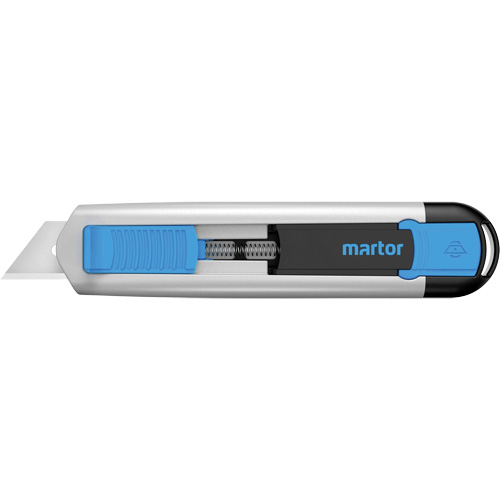 Couteau r&eacute;tractable SECUNORM 525 avec lame trap&eacute;zoidale no 99, 21 mm, Robuste, Prise en Aluminium O-Max