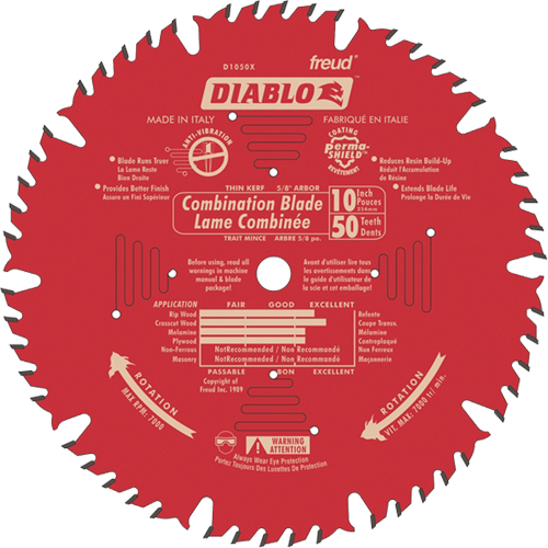 Contractor Saw Blades - Combination Saw Blades, 10", 50 Teeth, Wood Use O-Max