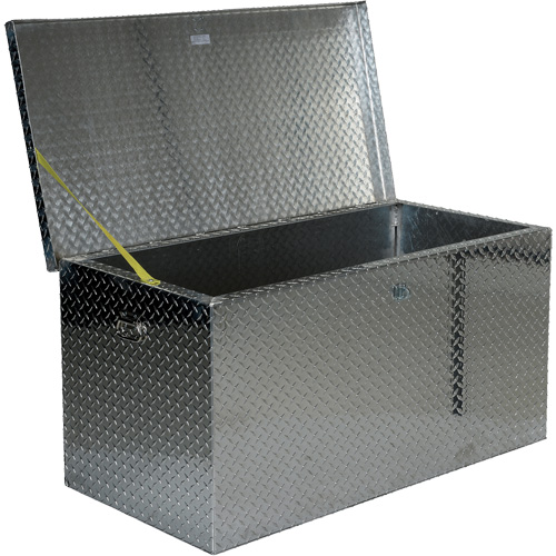 Aluminum Treadplate Portable Tool Box, 25-1/16" D x 49-1/4" W x 24" H, Silver O-Max