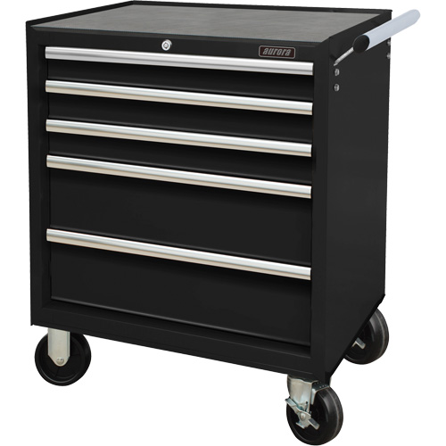 Industrial Tool Cart, 5 Drawers, 27" W x 18-3/4" D x 31-1/2" H, Black O-Max